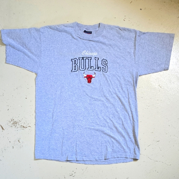 Vintage Chicago BULLS Embroidered Gray T-shirt Men's Women's Size Large - Picture 1 of 8